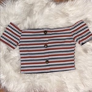 Rustic orange line crop top